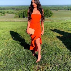 Orange Strapless Dress